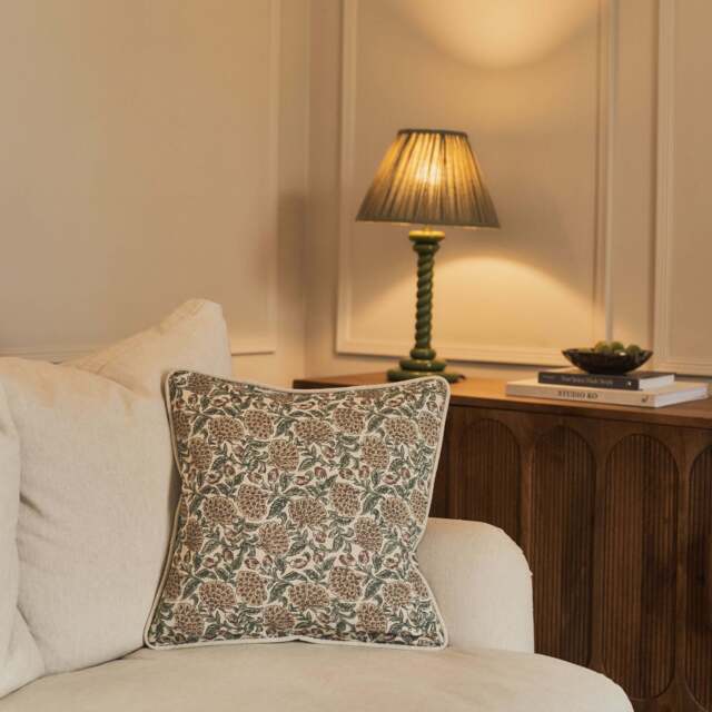Erisha - Teal Printed Fabric Cushion - image 1