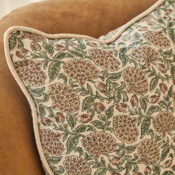Erisha - Teal Printed Fabric Cushion - thumbnail 6