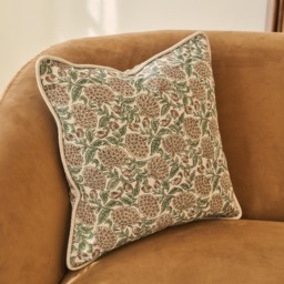 Erisha - Teal Printed Fabric Cushion - thumbnail 5