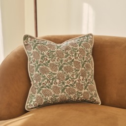 Erisha - Teal Printed Fabric Cushion - thumbnail 3