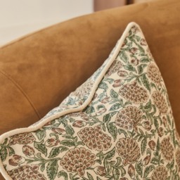 Erisha - Teal Printed Fabric Cushion - thumbnail 4