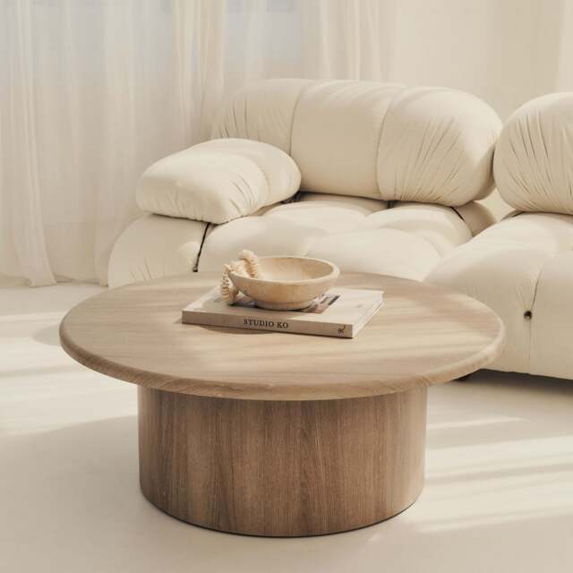 Madison - Large Washed Wood Round Wooden Coffee Table - image 1