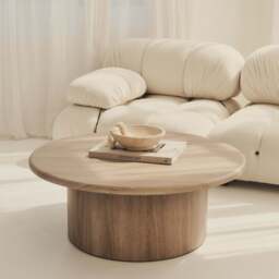Madison - Large Washed Wood Round Wooden Coffee Table - thumbnail 1