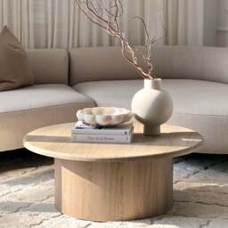Madison - Large Washed Wood Round Wooden Coffee Table - thumbnail 3