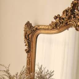 Francesca - Gold Arched Ornate Overmantle Wall Mirror 109cm x 100cm - thumbnail 6