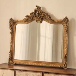 Francesca - Gold Arched Ornate Overmantle Wall Mirror 109cm x 100cm - thumbnail 2