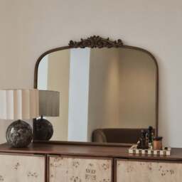 Amelia - Gold Arched Metal Overmantle Mirror 100cm x 87cm - thumbnail 1