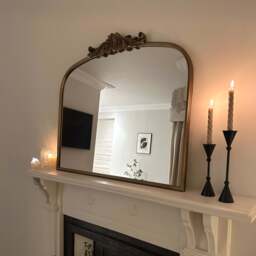 Amelia - Gold Arched Metal Overmantle Mirror 100cm x 87cm - thumbnail 2