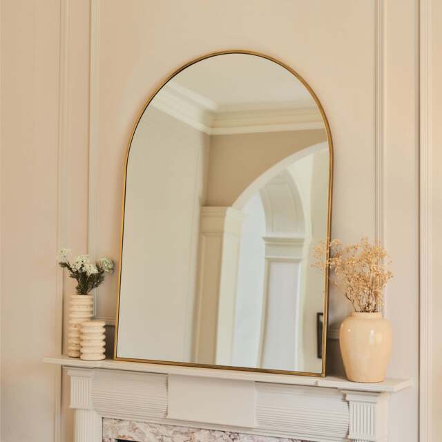 Liberty - Gold Arched Metal Overmantle Mirror 120cm x 90cm - image 1