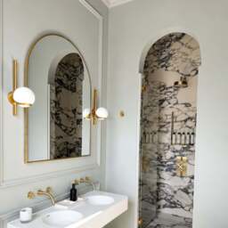 Liberty - Gold Arched Metal Overmantle Mirror 120cm x 90cm - thumbnail 4
