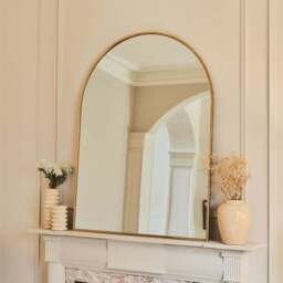 Liberty - Gold Arched Metal Overmantle Mirror 120cm x 90cm