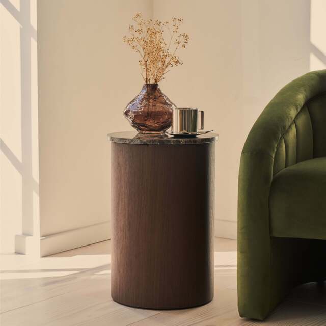Madison - Dark Emperador Round Dark Wood Side Table - image 1