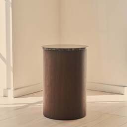 Madison - Dark Emperador Round Dark Wood Side Table - thumbnail 3