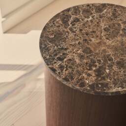 Madison - Dark Emperador Round Dark Wood Side Table - thumbnail 2