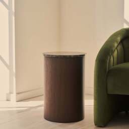 Madison - Dark Emperador Round Dark Wood Side Table - thumbnail 5
