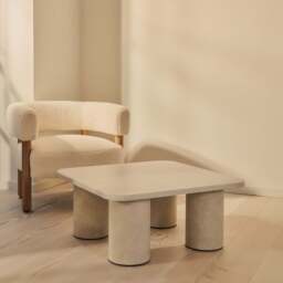 Alina - Concrete Square Large Wooden Coffee Table - thumbnail 2