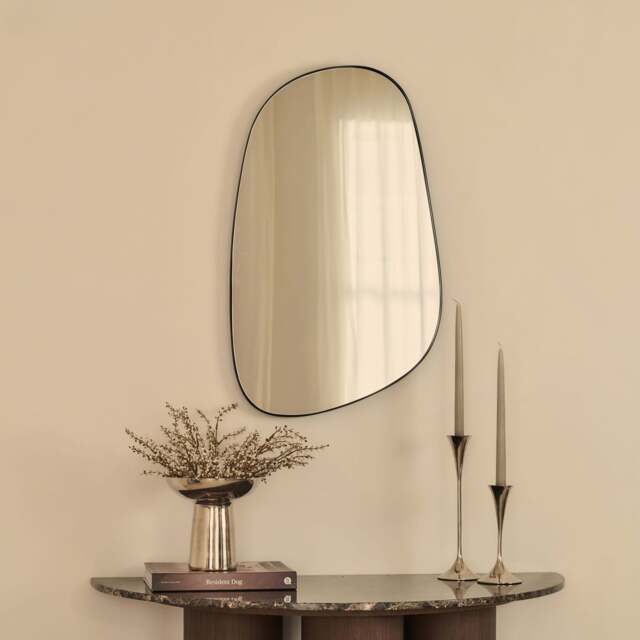 Ava - Black Stone Shaped Irregular Mirror 75cm x 45cm - image 1