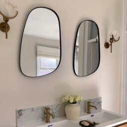 Ava - Black Stone Shaped Irregular Mirror 75cm x 45cm - thumbnail 2