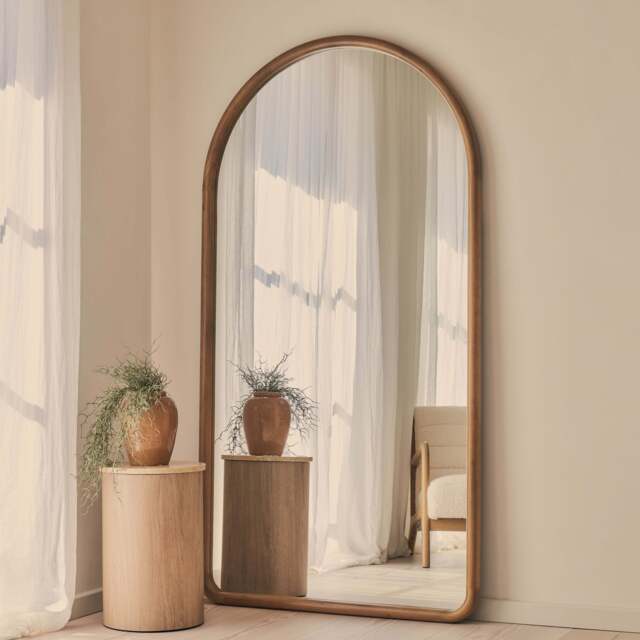 Amora - Extra Large Full Length Arched Warm Wood Mirror 190cm x 100cm - image 1