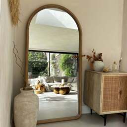 Amora - Extra Large Full Length Arched Warm Wood Mirror 190cm x 100cm - thumbnail 2