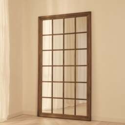 Sasha - Dark Wood Shabby Chic Full Length Window Mirror 180cm x 100cm - thumbnail 4