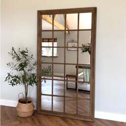 Sasha - Dark Wood Shabby Chic Full Length Window Mirror 180cm x 100cm - thumbnail 2