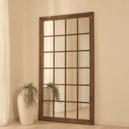 Sasha - Dark Wood Shabby Chic Full Length Window Mirror 180cm x 100cm - thumbnail 1