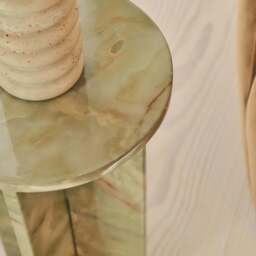 Ravello - Green Onyx Round Premium Solid Marble Side Table - thumbnail 2