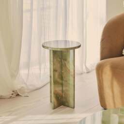Ravello - Green Onyx Round Premium Solid Marble Side Table - thumbnail 3