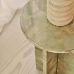 Ravello - Green Onyx Round Premium Solid Marble Side Table - thumbnail 6