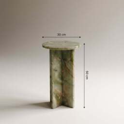Ravello - Green Onyx Round Premium Solid Marble Side Table - thumbnail 4