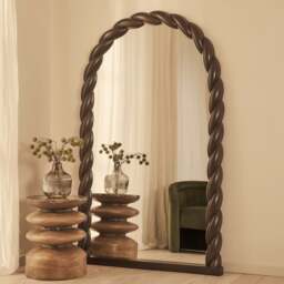 Ophelia - Full Length Arched Rope Twist Dark Wood Extra Large Mirror 180cm x 105cm - thumbnail 1