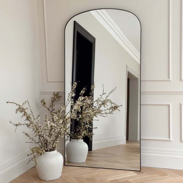 Aria - Full Length Black Large Metal Mirror 180cm x 90cm - image 1