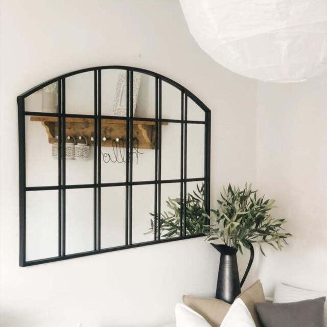 Bridgewater - Black Industrial Arched Metal Window Mirror 120cm x 80cm - image 1