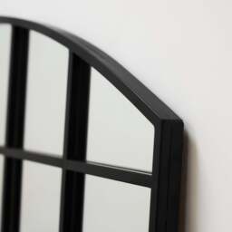 Bridgewater - Black Industrial Arched Metal Window Mirror 120cm x 80cm - thumbnail 4