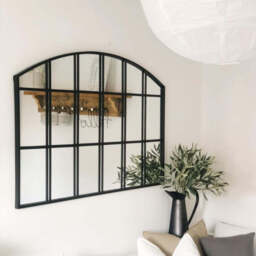 Bridgewater - Black Industrial Arched Metal Window Mirror 120cm x 80cm - thumbnail 1