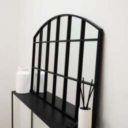 Bridgewater - Black Industrial Arched Metal Window Mirror 120cm x 80cm - thumbnail 3