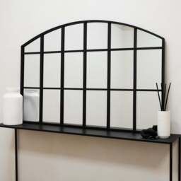 Bridgewater - Black Industrial Arched Metal Window Mirror 120cm x 80cm - thumbnail 2