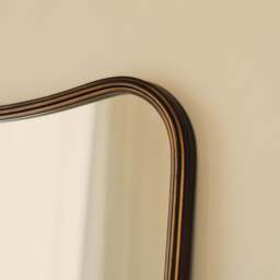 Louis - Antique Bronze Curved Metal Overmantle Mirror 90cm x 75cm - thumbnail 4