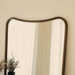 Louis - Antique Bronze Curved Metal Overmantle Mirror 90cm x 75cm - thumbnail 5