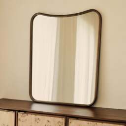 Louis - Antique Bronze Curved Metal Overmantle Mirror 90cm x 75cm - thumbnail 3