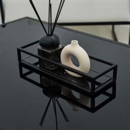 Brooklyn - Black Modern Rectangle Tinted Mirrored Decorative Tray