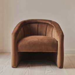Camille - Curved Velvet Accent Chair Brown - thumbnail 6