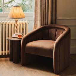 Camille - Curved Velvet Accent Chair Brown - thumbnail 1