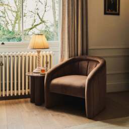 Camille - Curved Velvet Accent Chair Brown - thumbnail 3
