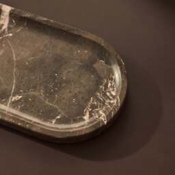 Travara - Dark Emperador Marble Oval Decorative Tray - thumbnail 4