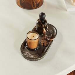 Travara - Dark Emperador Marble Oval Decorative Tray - thumbnail 6