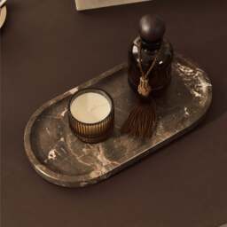 Travara - Dark Emperador Marble Oval Decorative Tray - thumbnail 1
