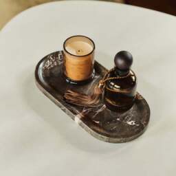 Travara - Dark Emperador Marble Oval Decorative Tray - thumbnail 3