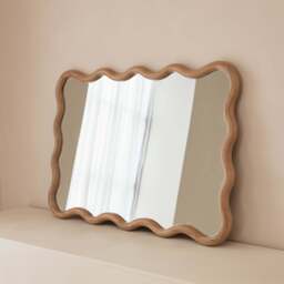 Marea - Light Wood Wavy Retro Wall Mirror 100cm x 70cm - thumbnail 6